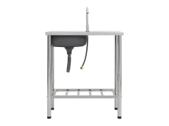 Fregadero de camping de un seno y grifo acero inoxidable ES475193