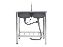 Fregadero de camping doble seno y grifo acero inoxidable ES858518