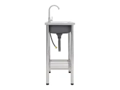 Fregadero de camping individual con grifo de acero inoxidable