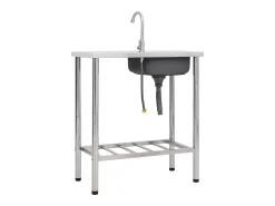 Fregadero de camping individual con grifo de acero inoxidable