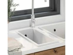 Fregadero de cocina blanco 21 x 44 x 14 cm Granito