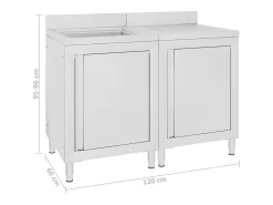 Fregadero de cocina comercial acero inoxidable 120 x 60 x 96 cm 02_0000724