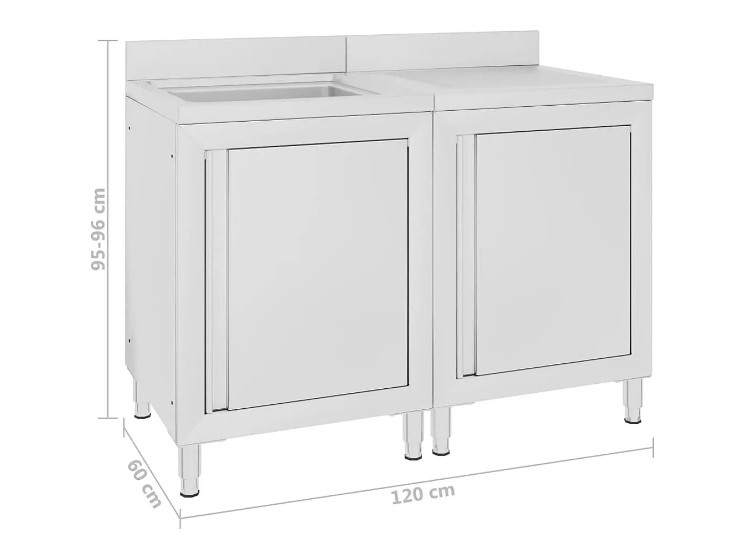 Fregadero de cocina comercial acero inoxidable 120 x 60 x 96 cm 02_0000724
