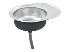 Fregadero de cocina con colador y sifón ovalado de acero inoxidable