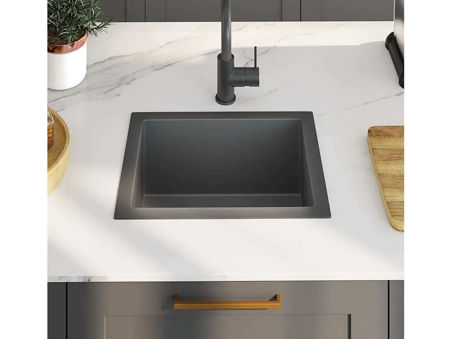 Fregadero de cocina de acero inoxidable negro hecho a mano