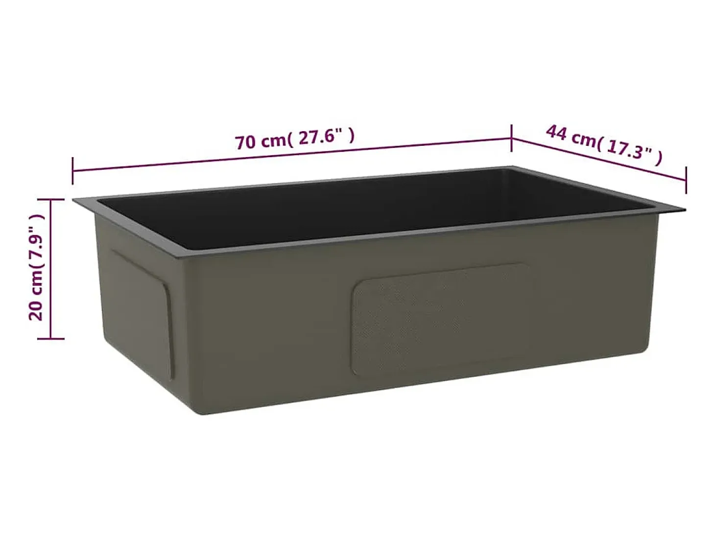 Fregadero de cocina de acero inoxidable negro hecho a mano