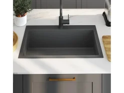 Fregadero de cocina de acero inoxidable negro hecho a mano