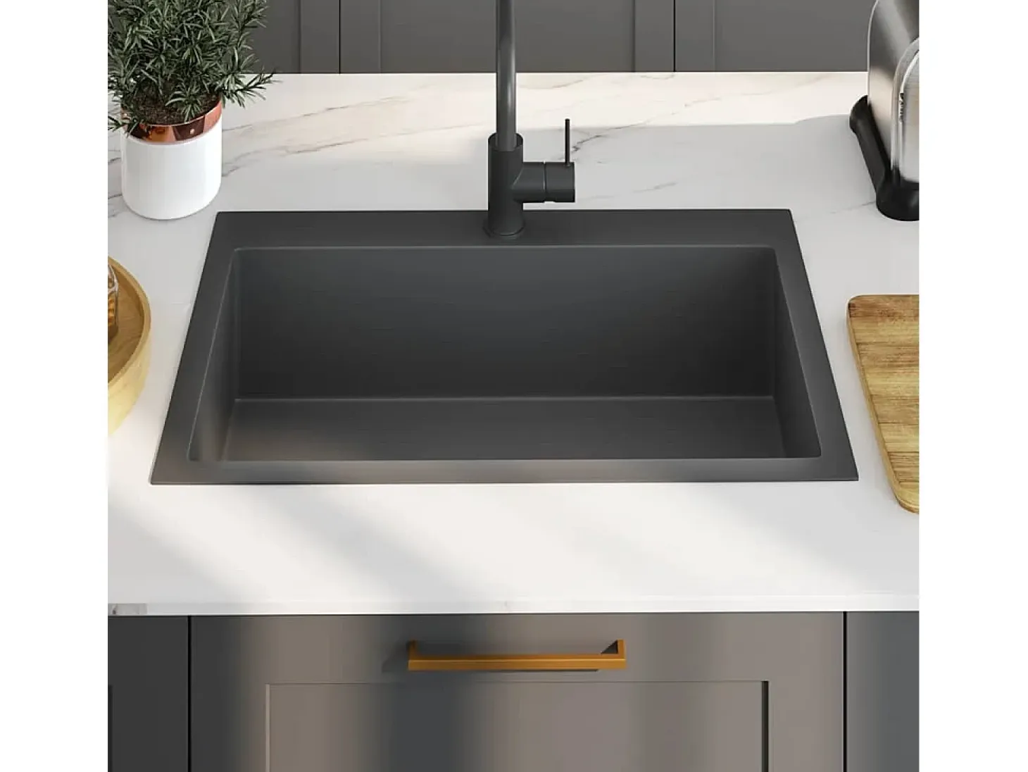 Fregadero de cocina de acero inoxidable negro hecho a mano