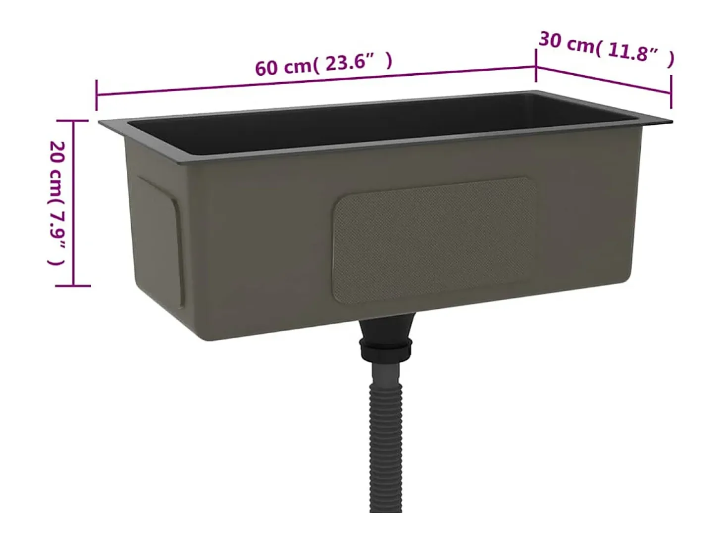 Fregadero de cocina de acero inoxidable negro hecho a mano