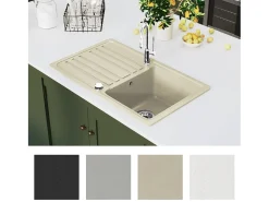 Fregadero de cocina de granito, fregadero individual, color beige