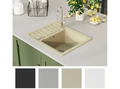 Fregadero de cocina de granito, fregadero individual, color beige