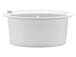 Fregadero de cocina de granito de un seno ovalado blanco