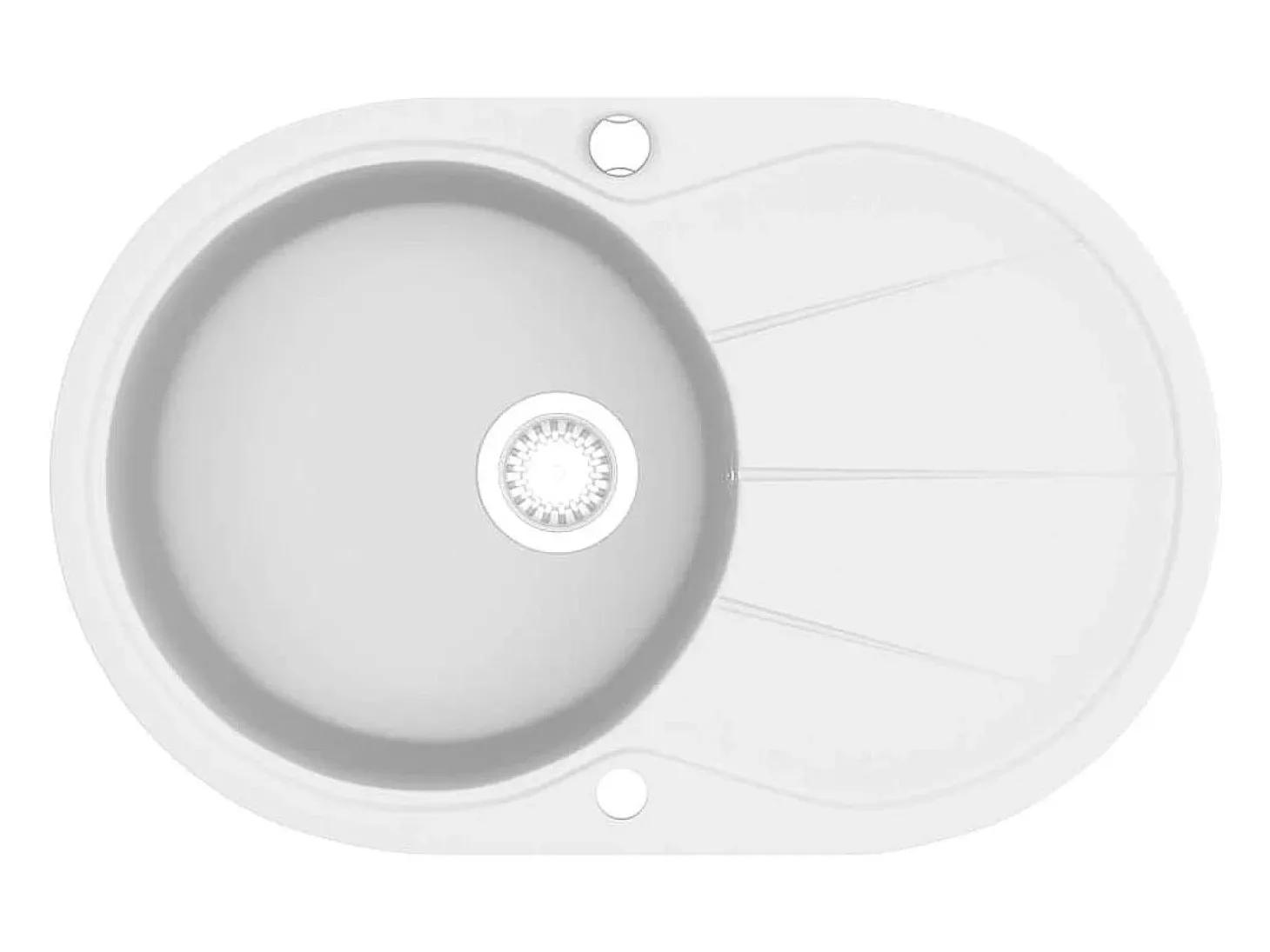 Fregadero de cocina de granito de un seno ovalado blanco