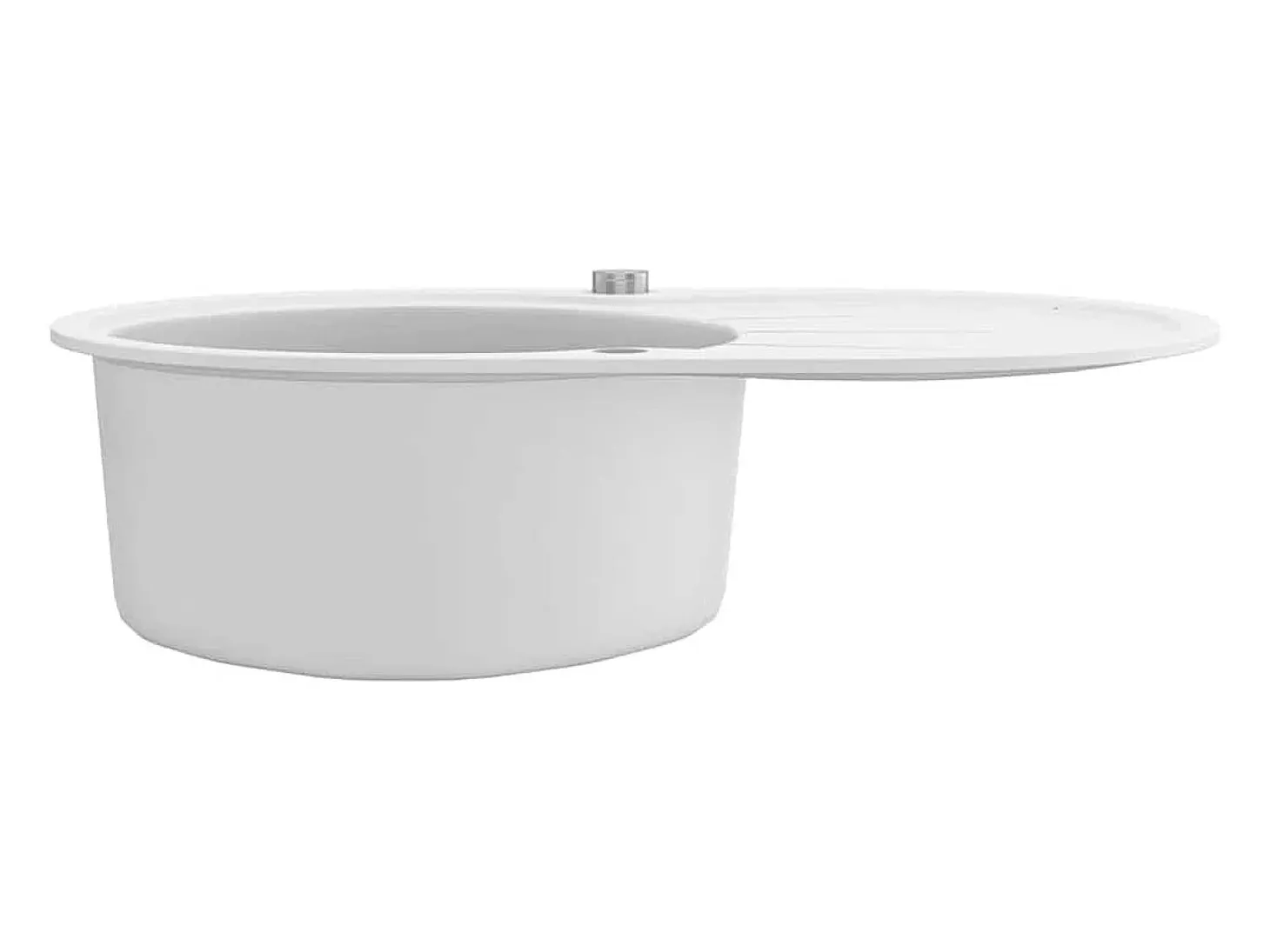 Fregadero de cocina de granito de un seno ovalado blanco