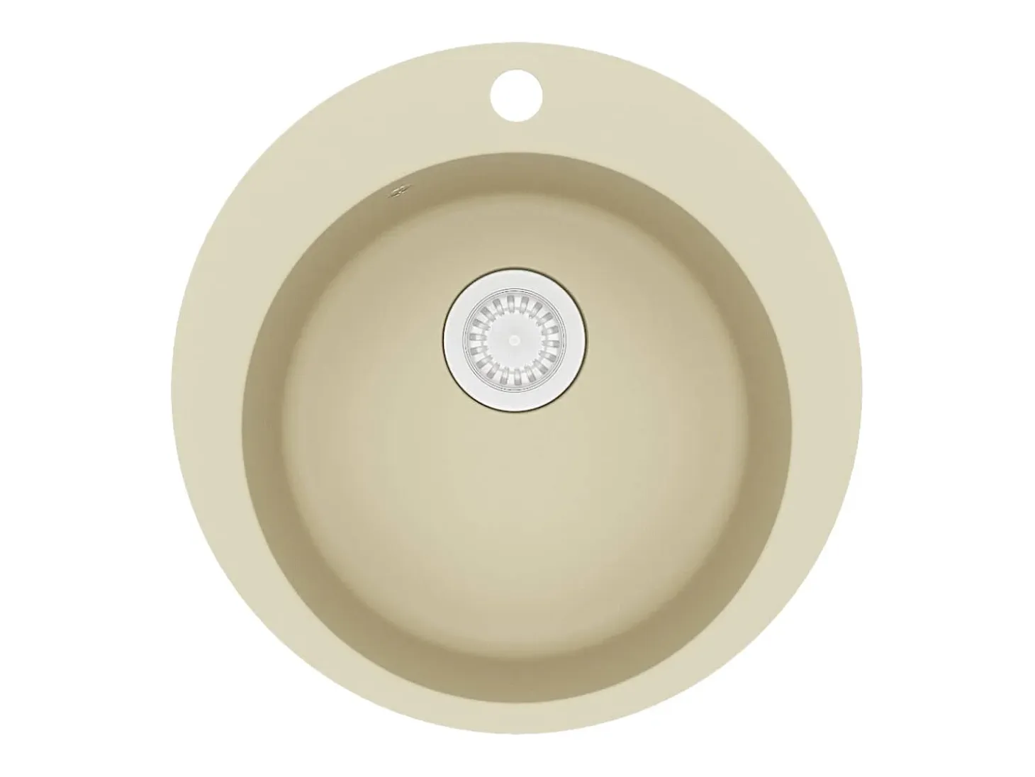 Fregadero de cocina de granito de un seno redondo beige