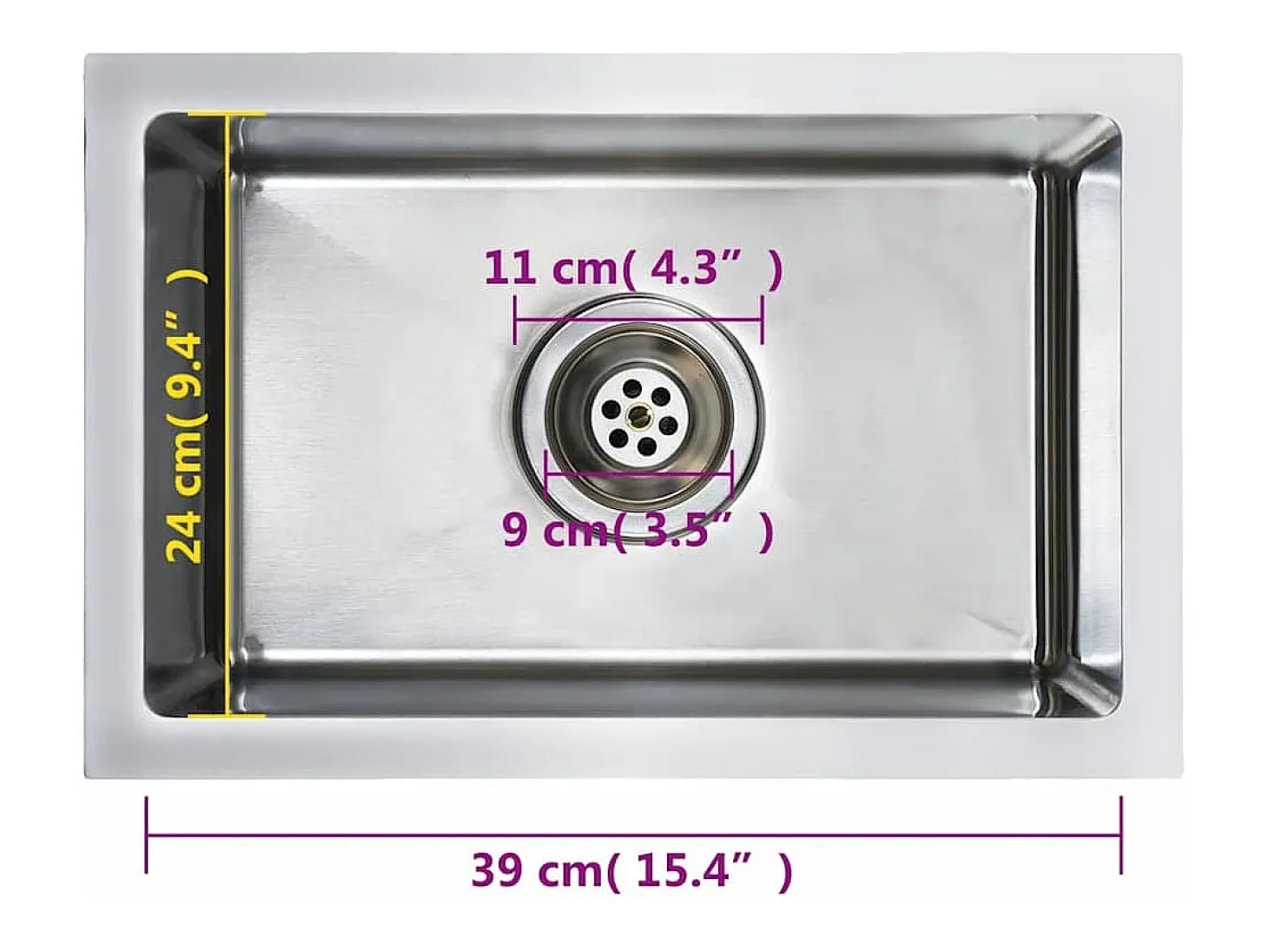 Fregadero de cocina hecho a mano de acero inoxidable