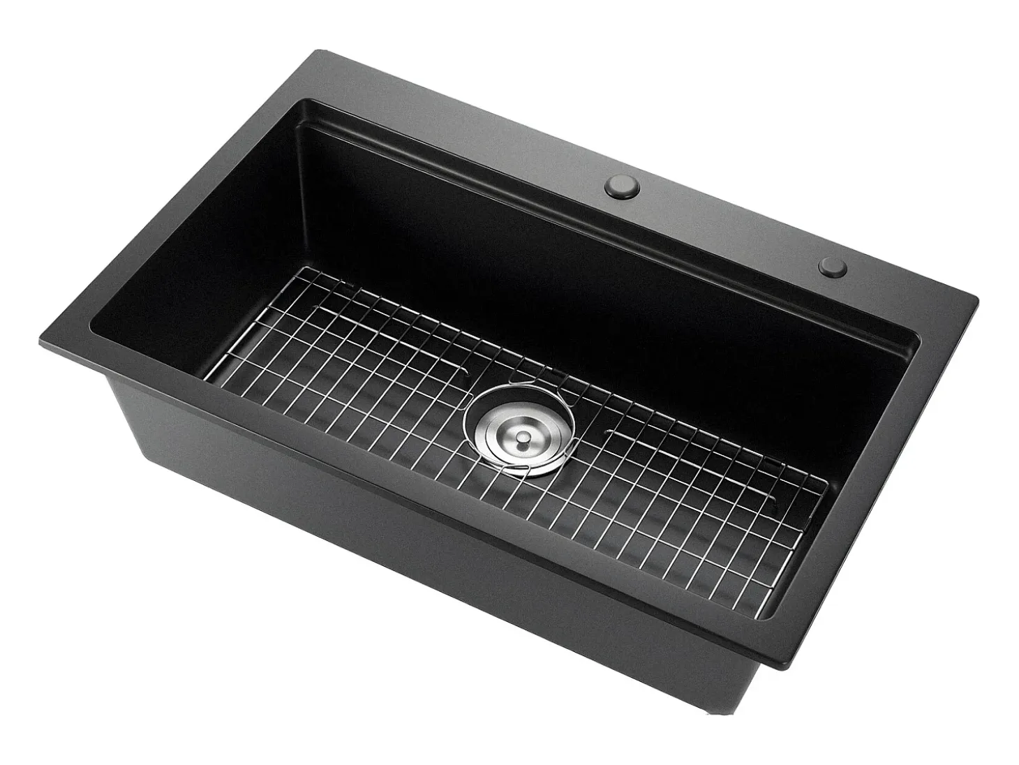 Fregadero de Cocina SucceBuy Moderno en Granito de 84x56 cm, Fregadero de Sobremesa de Cubeta Grande Simple, Cubeta Lavadora Empotrable con Múltiples Accesorios