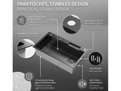 Fregadero de cocina 80x46 cm lavabo rectangular antracita acero con accesorios