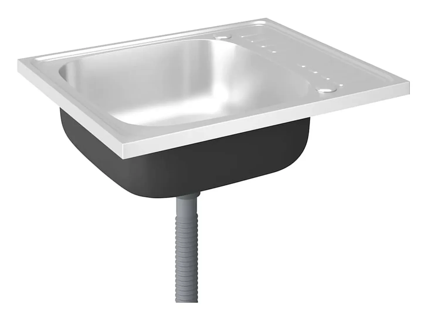 Fregadero de cocina y escurridor plateado 600x500x155 mm acero inoxidable
