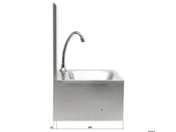 Fregadero gastronorm de acero inoxidable con mando de rodilla y lavabo antisalpicaduras 16_0002395
