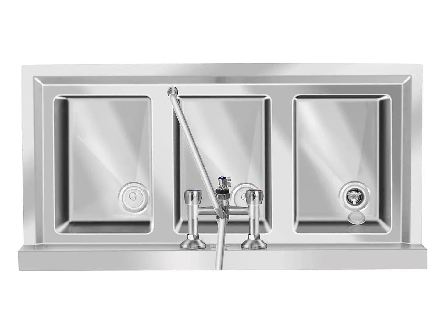 Fregadero profesional de 3 senos 100 x 50 x 97 cm acero inoxidable 14_0001591