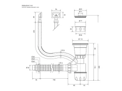 Fregadero XXL de cocina un seno 70x40cm antracita lavabo con desagüe/rebosadero