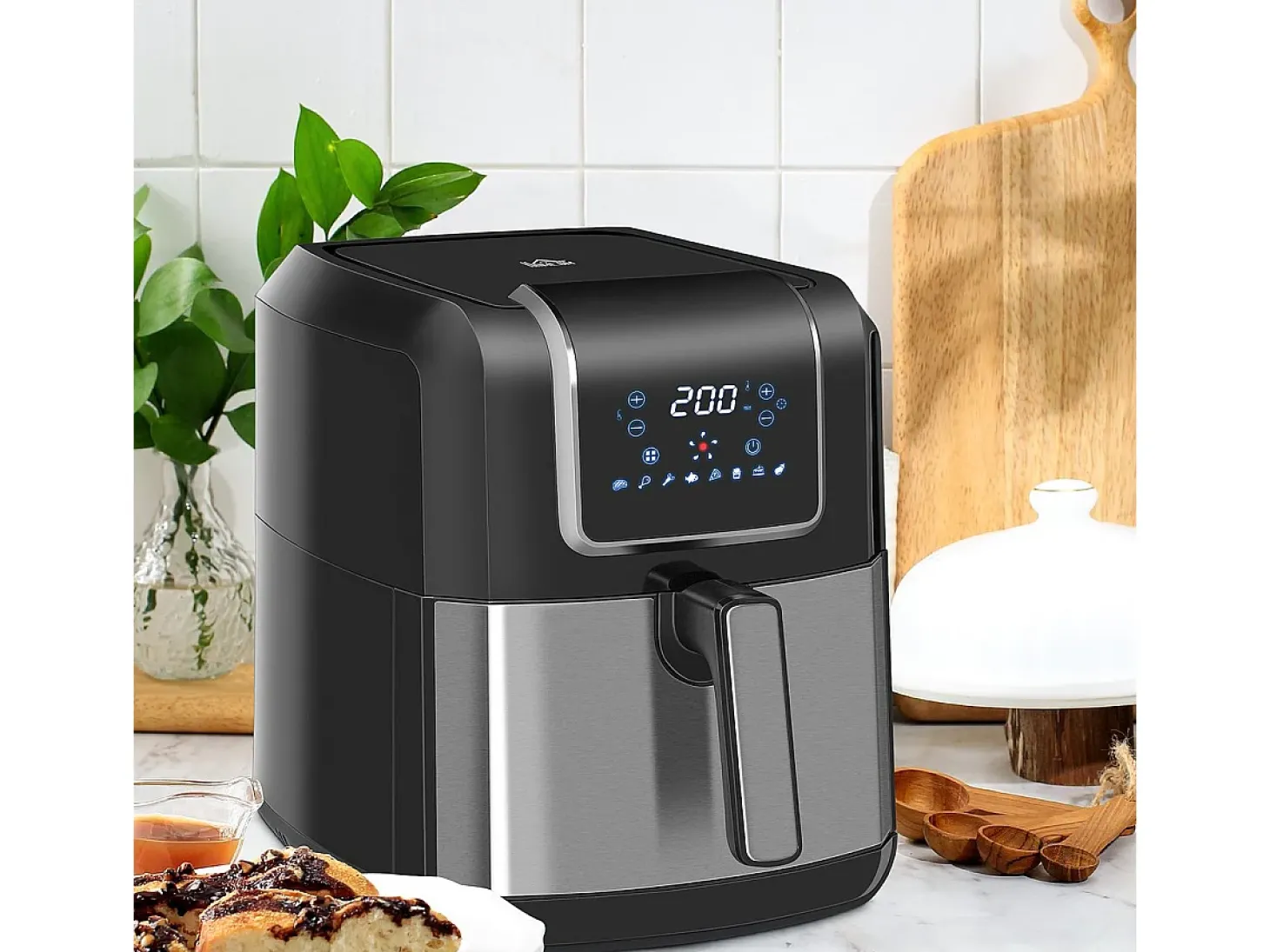 Freidora de aire Crispy Homcom 6,5L 1800W negro