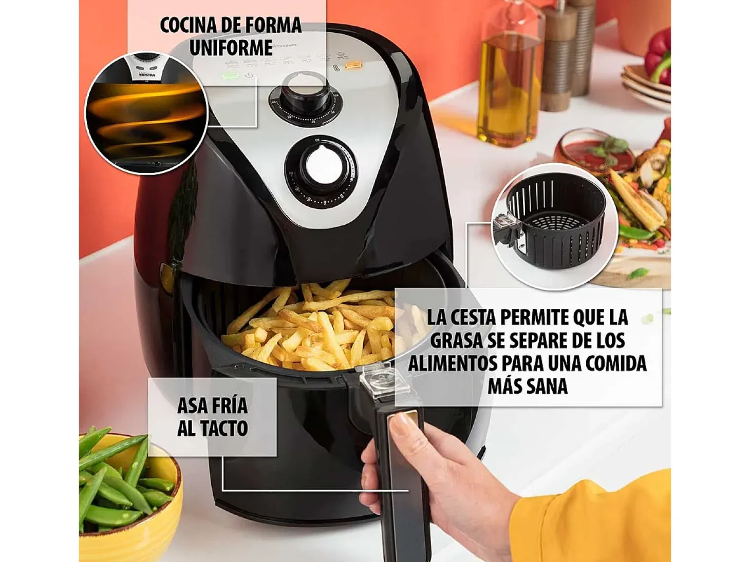 Freidora de aire Tristar FR-6994 1500W 4,5L diseño XXL negro