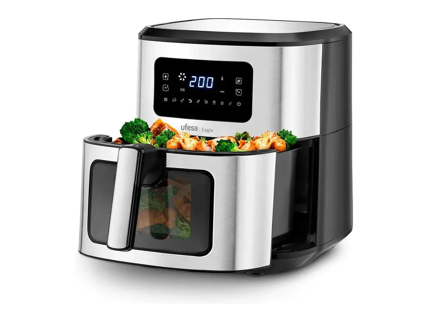 Freidora de aire Ufesa Eagle 1700W 6,5L 8 programas negro/inox