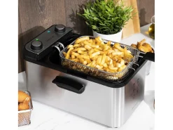 Freidora eléctrica CleanFry Infinity 3000 de Acero Inoxidable, 3 litros de Capacidad de Aceite, Filtro OilCleaner, 2400 W, Temporizador de 30 Minutos.