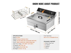 Freidora Eléctrica SucceBuy 3000 W 29 L para Mostrador, Ideal para Frituras Comerciales y Eventos con Gran Capacidad