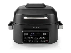 Freidora sin aceite Nedis KAAFG600BK 6L 1600W Negro - Freidora-Grill Multifuncional de Aire Caliente XL