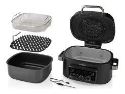 Freidora sin aceite Nedis KAAFG600BK 6L 1600W Negro - Freidora-Grill Multifuncional de Aire Caliente XL
