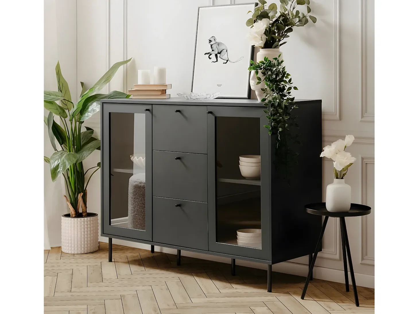 Gabinete Caracas 2 Puertas 3 Cajones 120X90X40 Azul Marino
