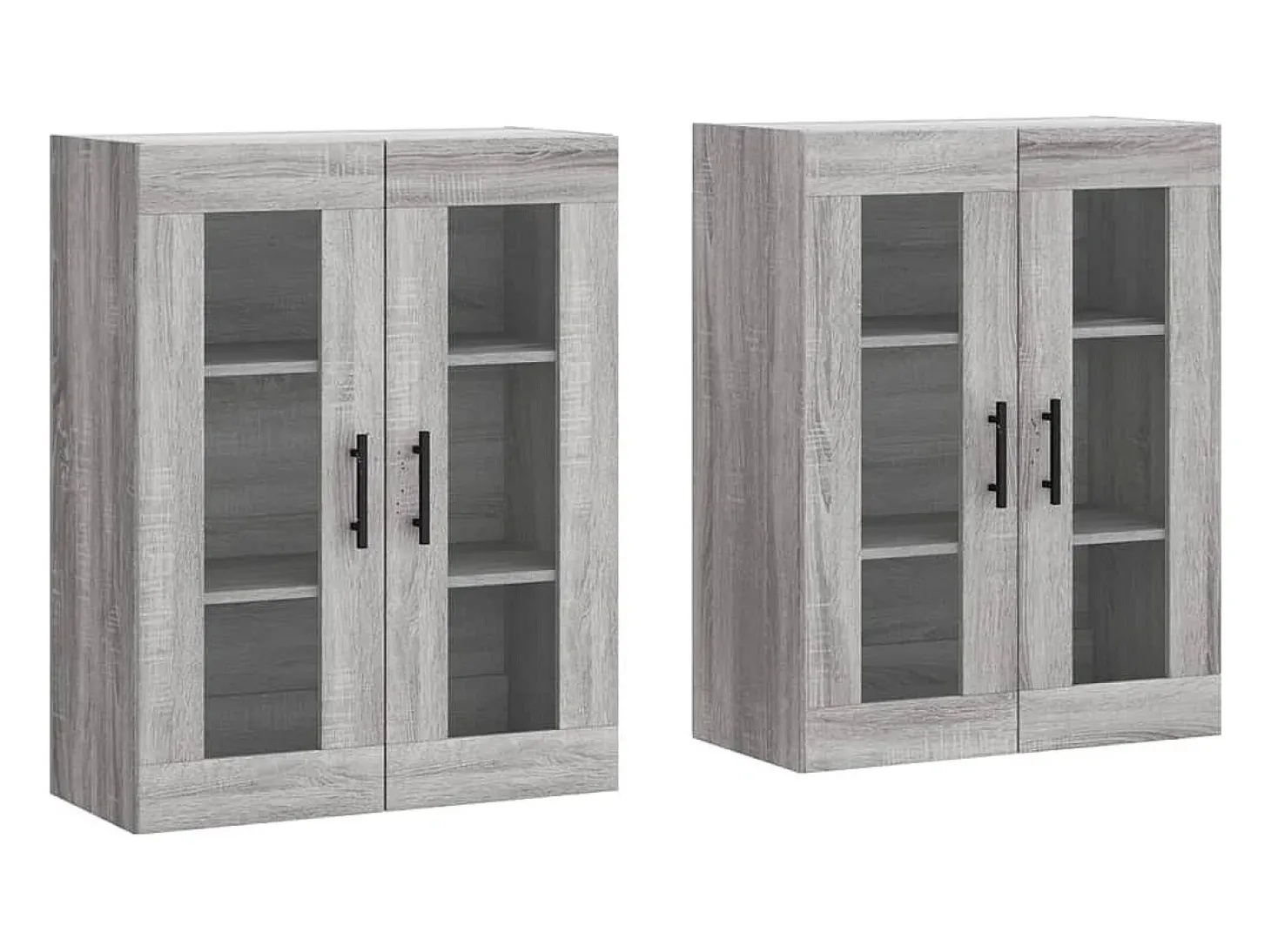 Gabinetes de pared de 2 piezas de madera de ingeniería gris Sonoma