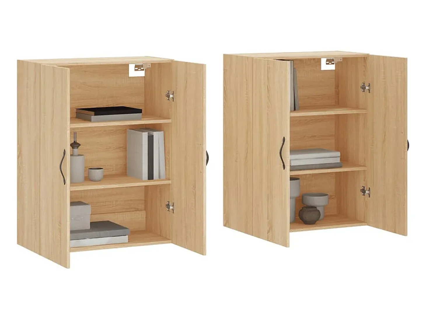 Gabinetes de pared de 2 piezas, roble Sonoma, madera de ingeniería