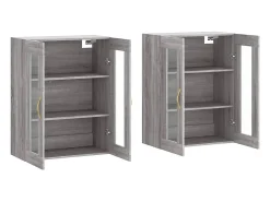 Gabinetes de pared de 2 piezas de madera de ingeniería gris Sonoma