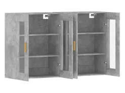 Gabinetes de pared de 2 piezas, gris hormigón, madera de ingeniería