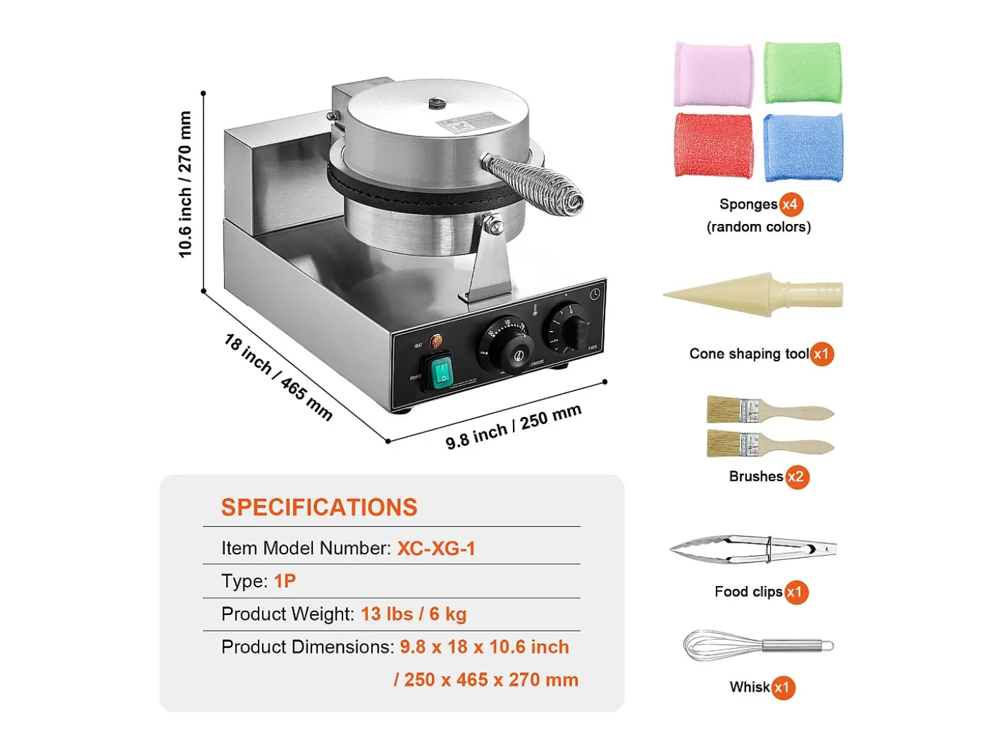 Gofrera SucceBuy Máquina Eléctrica para Cucuruchos de Helado 1 230 W Rollo de Huevo Gofrado Comercial