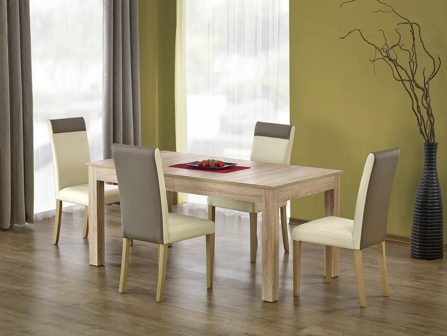 Gran mesa de comedor rectangular de roble Sonoma Aude