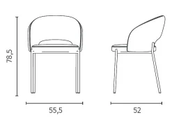Greta - Silla de tela gris 2 piezas