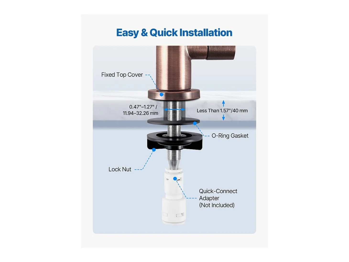 Grifo de Agua Potable SucceBuy sin Plomo en Acero Inoxidable, Grifo de Ósmosis Inversa con Válvula en Latón Macizo, Anticorrosivo y Duradero, para Cocina