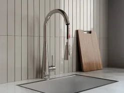 Grifo de cocina con ducha extraíble de acero inoxidable - Cromado - RONA