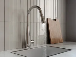Grifo de cocina con ducha extraíble de acero inoxidable - Cromado - RONA