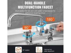 Grifo de Cocina, SucceBuy Grifo de Fregadero de Cocina Comercial con Rociador de Prelavado, 66 cm de Altura