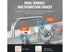 Grifo de Cocina SucceBuy para Fregadero de Montaje en Pared - Con Rociador de Prelavado, 111.8 cm