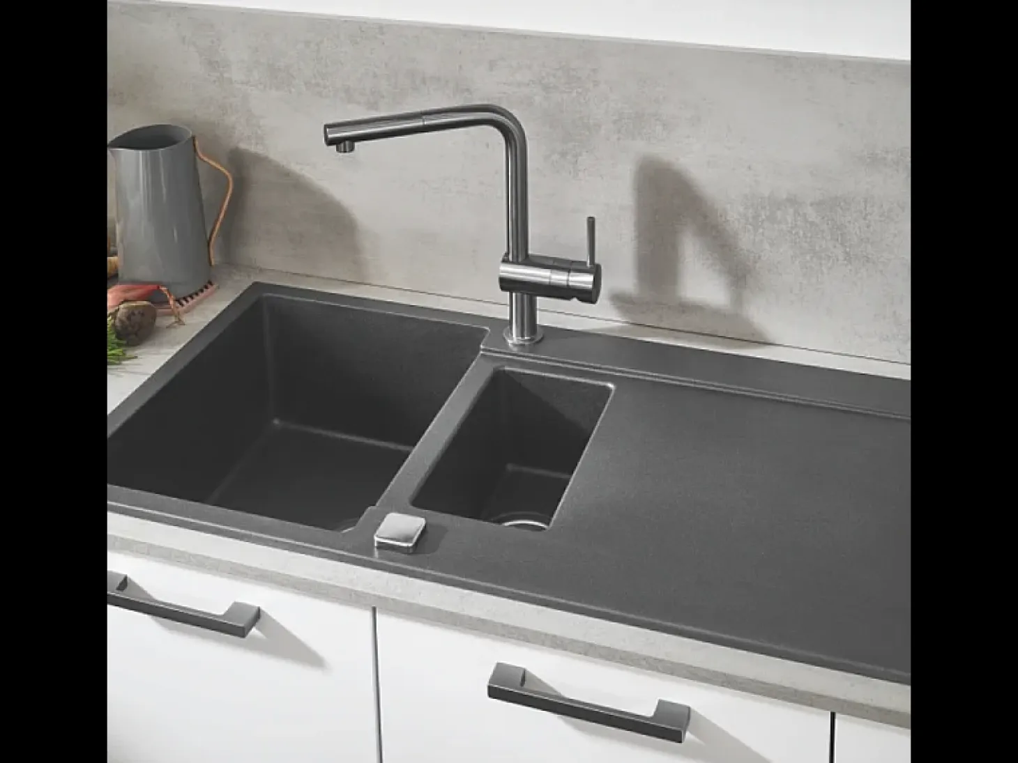 GROHE Minta Mezclador de cocina de 2 chorros, caño alto, cromado, ducha extraíble
