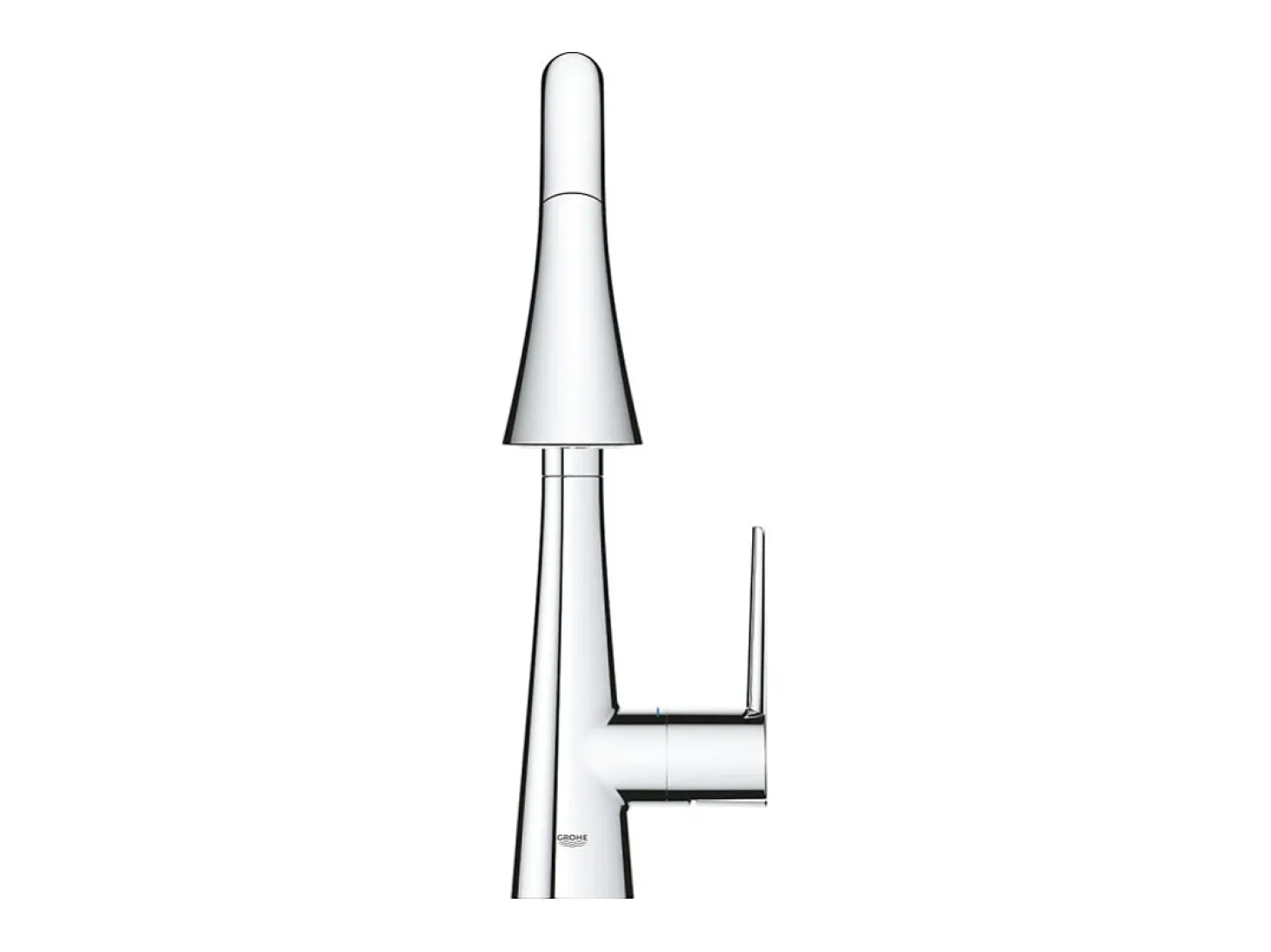 GROHE Zedra Mezclador de cocina de 3 chorros, caño alto, cromado, ducha extraíble