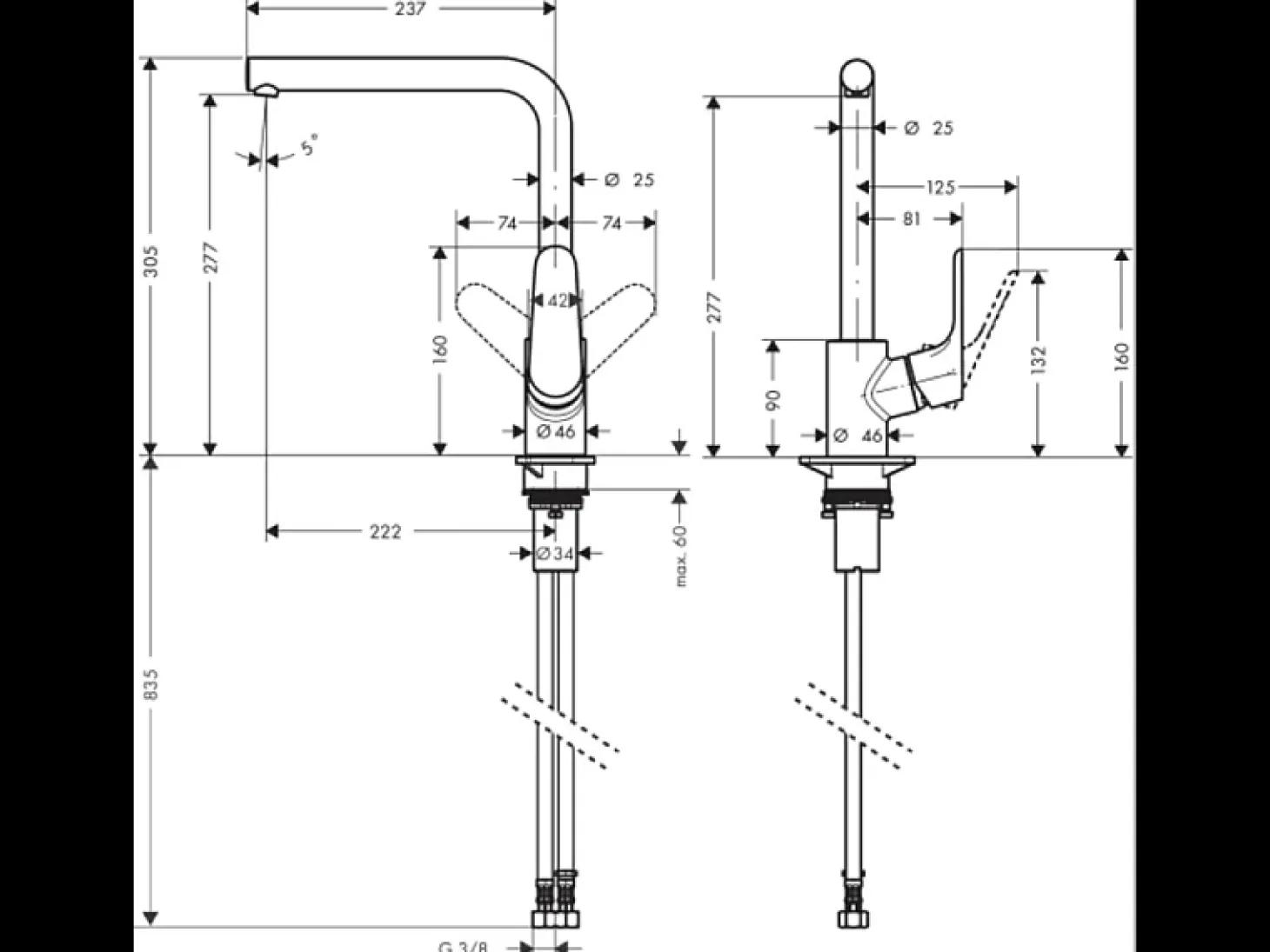 HANSGROHE Focus M41 280 grifo de cocina aspecto acero inoxidable