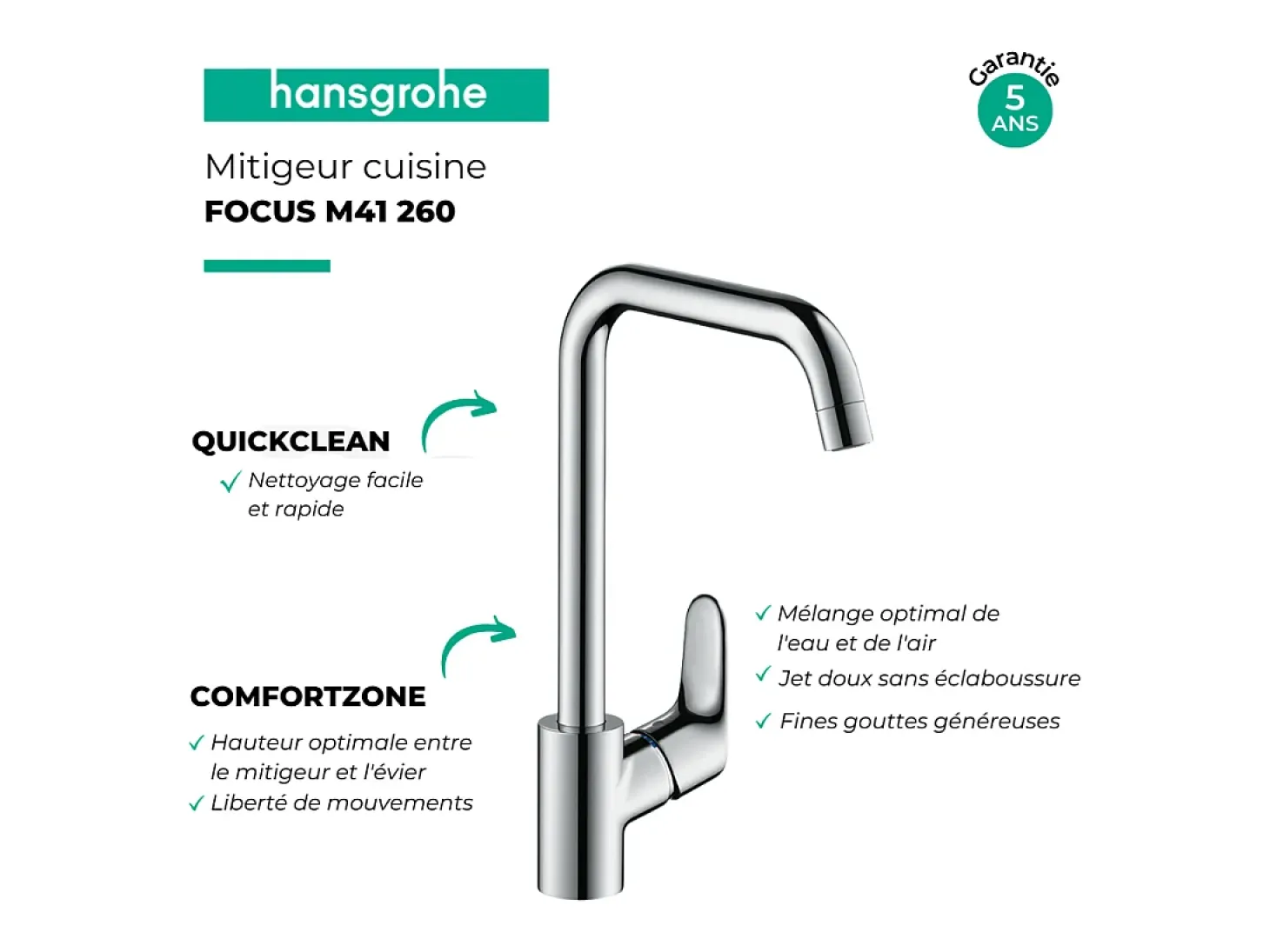 HANSGROHE Focus M41 260 grifo de cocina cromado
